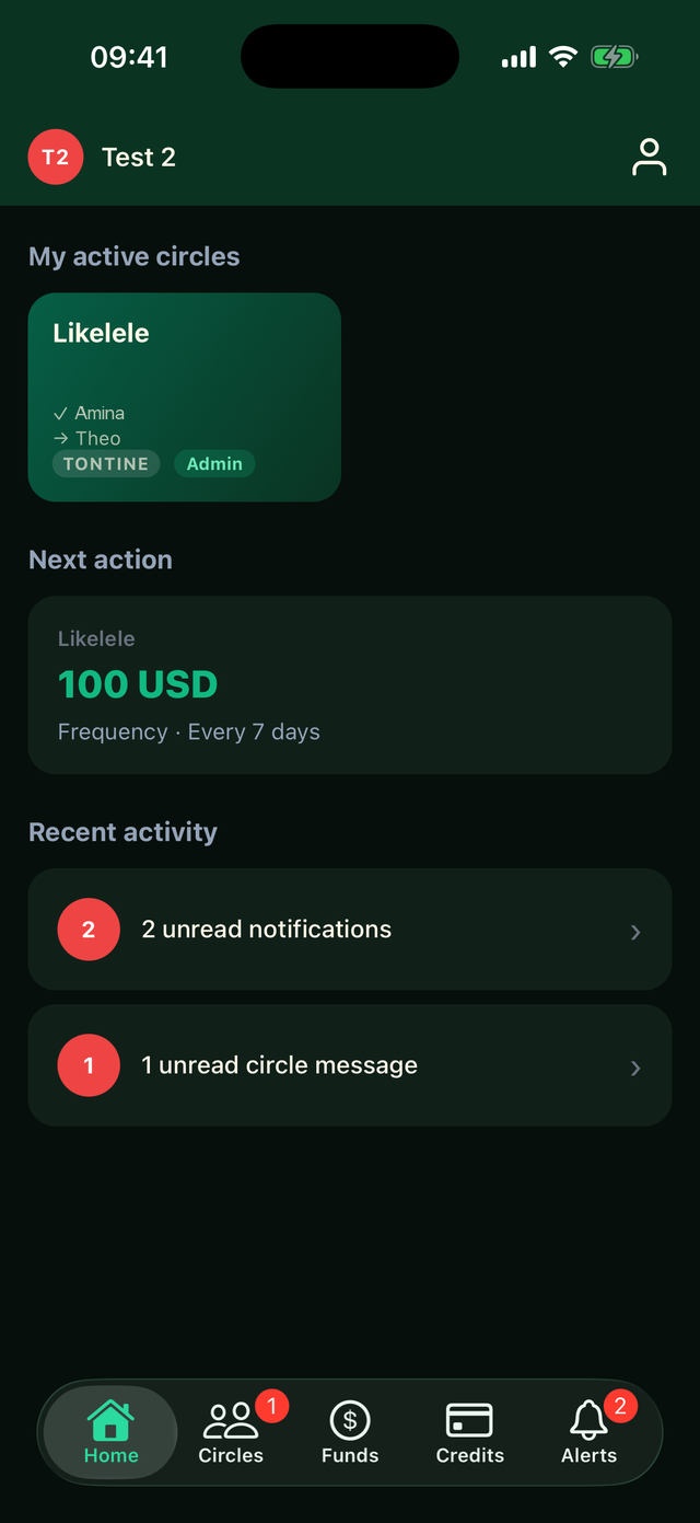 The Likelemba home screen on a phone